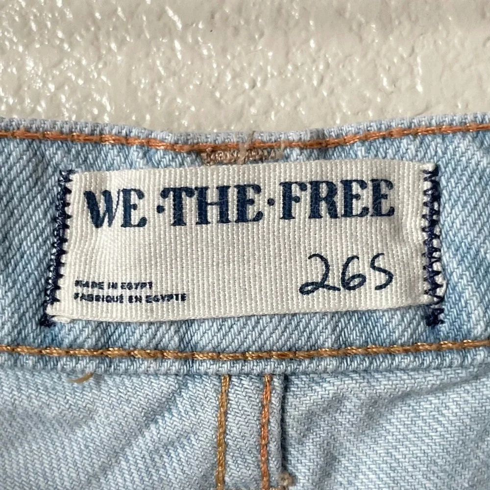 Free People Jeans 26S Tinsley Baggy Distressed Wide Leg Denim Cotton We The Free